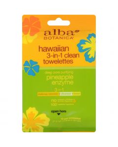 Alba Botanica 3 in 1 Hawaiian Towelettes - Case of 8 - 10 Count