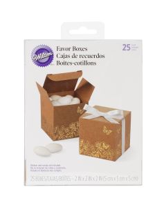 Wilton Favor Boxes 2" 25/Pkg-Kraft W/Gold Foil