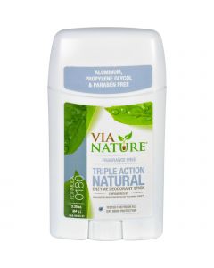 Via Nature Deodorant - Stick - Fragrance Free - 2.25 oz