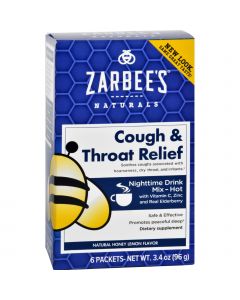 Zarbee's Cough and Throat Relief Drink Mix - Nighttime Supplement - 6 Packets
