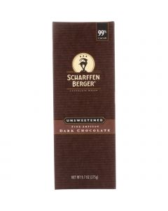 Scharffen Berger Baking Chocolate - 99 Percent Unsweetened - Bar - 9.7 oz - case of 6