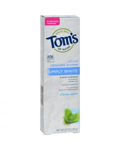 Tom's of Maine Simply White Toothpaste Clean Mint - 4.7 oz - Case of 6