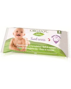 Organyc Baby Wipes - 100 Percent Organic Cotton - Sweet Caress - 60 Count