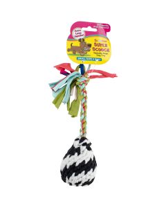 Scoochie Pet Products Super Scooch Squeak Rope R Ball Dog Toy 9"-Small