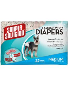 Simple Solution Fashion Disposable Dog Diapers 12 pack Medium Pink