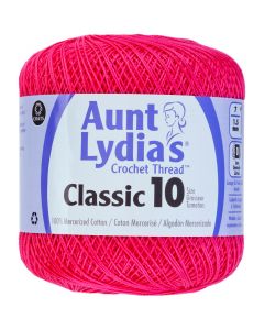 Coats Crochet Aunt Lydia's Classic Crochet Thread Size 10-Hot Pink