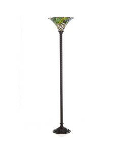 Warehouse of Tiffany Tiffany-style Green Leafy Torchiere Lamp