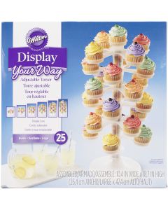 Wilton Adjustable Cupcake Tower-Clear 18.75"X10.75" Holds 25 Cupcakes