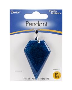 Darice Pendant 56mmX40mm 1/Pkg-Diamond Blue Agate Stone