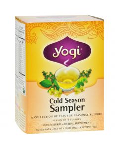 Yogi Cold Season Tea Sampler Caffeine Free - 16 Tea Bags - Case of 6