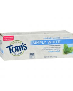 Tom's of Maine Toothpaste - Clean Mint Simply White Trial Size - .9 oz - Case of 12