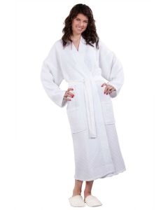 Bare Cotton Adult Waffle Kimono Robe - White - Adult - XXLarge - Adult Waffle Kimono Robe - White - XXLarge