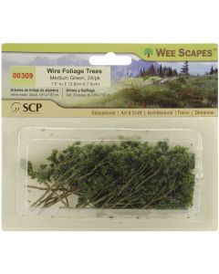 SCP Wire Foliage Trees 1.5" To 3" 24/Pkg-Medium Green