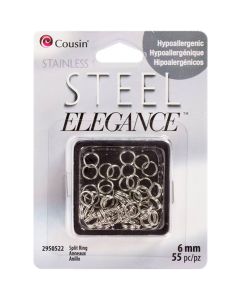 Cousin Stainless Steel Elegance Beads & Findings-6mm Split Rings 55/Pkg