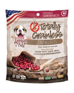 Loving Pets Products Totally Grainless Sausage Bites 6oz-Chicken & Cranberries