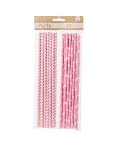 American Crafts DIY Party Paper Straws 24/Pkg-Pink & White