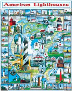 White Mountain Puzzles Jigsaw Puzzle By The Sea  1000 Pieces 24"X30"-American Lighthouses