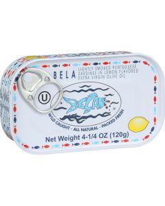 Bela-Olhao Sardines in Lemon Sauce - 4.25 oz - Case of 12