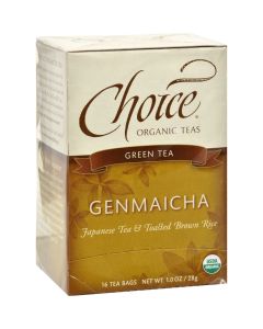 Choice Organic Teas Green Tea With Toasted Brown Rice - 16 Tea Bags - Case of 6