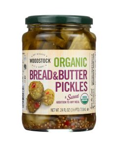 Woodstock Pickles - Organic - Bread and Butter - Sweet - 24 oz - case of 6
