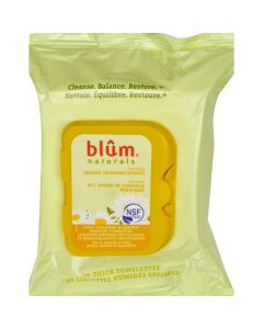 Blum Naturals Dry and Sensitive Skin Daily Cleansing Towelettes with Chamomile - 30 Towelettes - Case of 3