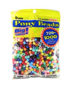 Darice Pony Beads 6mmX9mm 1,000/Pkg-Opaque Multicolor
