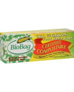 BioBag 13 Gallon Tall Food Waste Bags - Case of 12 - 12 Count