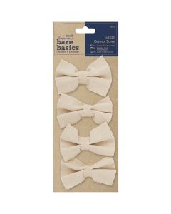 docrafts Papermania Bare Basics Large Canvas Bows 4/Pkg-2"X3.25"
