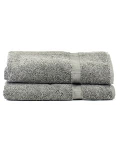 Bare Cotton Luxury Hotel & Spa Towel 100% Genuine Turkish Cotton Bath Sheets - Gray - Dobby Border  - Set of 2