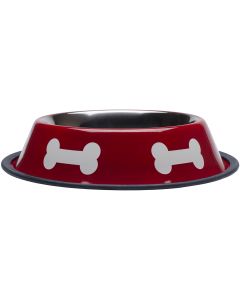 Westminster Pet Products Fashion Steel Bowl Red W/White Bones 32oz-