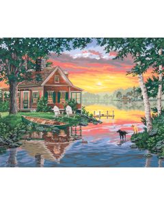 Dimensions Paint Works Paint By Number Kit 20"X16"-Sunset Cabin