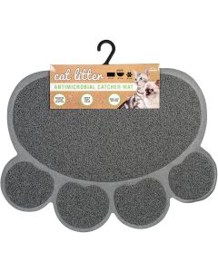 Nandog Pet Gear Nandog Cat Litter Mat Paw Shape 18"X24"-Gray