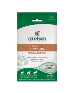 Vet's Best Dog Flea and Tick Spot-On Formula 0.6oz White 4" x 1.38" x 6.75"