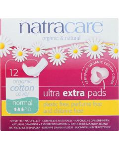 Natracare Ultra Extra Pads w/wings - Normal -  12 Count