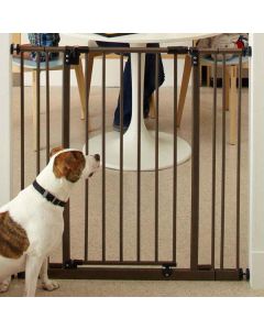 North States Extra Tall Deluxe Easy-Close Pressure Mounted Pet Gate Brown 28" - 38.5" x 36"
