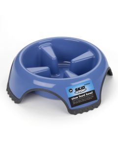 Petmate JW Skid Stop Slow Feed Dog Bowl Large Blue 10.5" x 10.5" x 3.25"