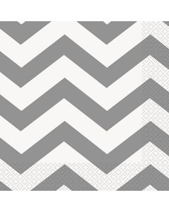 Unique Industries Luncheon Napkins 6.5"X6.5" 16/Pkg-Silver Chevron