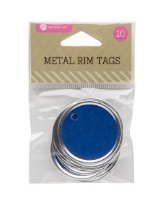 Hampton Art NEW! Metal Rim Tags 1.5" 10/Pkg-Blue