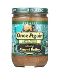 Once Again Almond Butter - Organic - Lightly Toasted - Creamy - 16 oz - case of 12