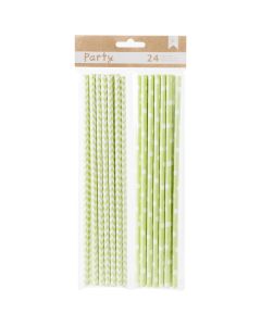 American Crafts DIY Party Paper Straws 24/Pkg-Green & White