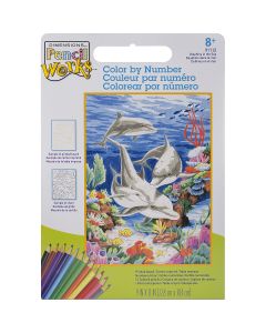 Dimensions Pencil Works Color By Number Kit 9"X12"-Dolphins In The Sea