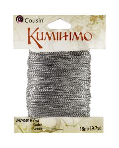 Cousin Kumihimo Cord .5mmX19.7yd-Metallic Silver