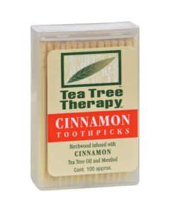 Tea Tree Therapy Toothpicks Cinnamon - 100 Toothpicks - Case of 12
