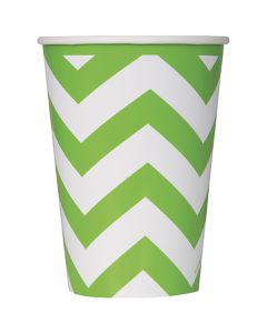 Unique Industries Paper Hot & Cold Cups 12oz 6/Pkg-Lime Green Chevron