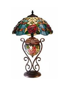 Warehouse of Tiffany Tiffany-style Rose Lighted Base Table Lamp