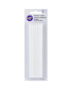 Wilton Long Birthday Candles 5.875" 12/Pkg-White