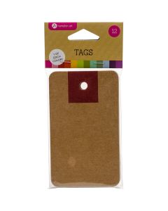 Hampton Art Luggage Tags W/Assorted Color Hole Reinforcement 12/Pkg-2.25"X3.75" Round Rectangle, Kraft