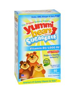 Hero Nutritional Products Yummi Bears Sugar Free Vitamin D3 - Fruit Flavors - 1000 IU - 60 Pack