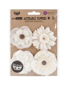 Prima Marketing Finnabair Art Basics Alterable Fabric Flowers 4/Pkg-
