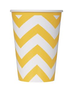 Unique Industries Paper Hot & Cold Cups 12oz 6/Pkg-Sunflower Yellow Chevron